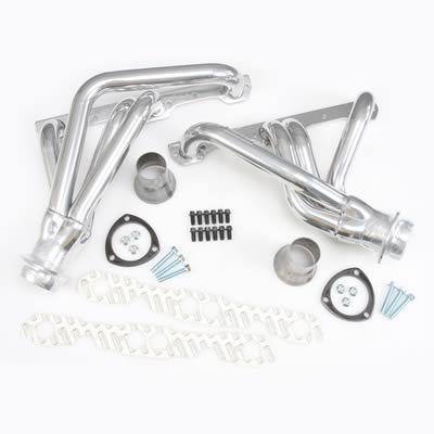 Hedman Street Headers 68266 Headers, Street, Mid-Length, Steel, Silver Ceramic Coated, Chevy, 265, 283, Pair thumbnail 4