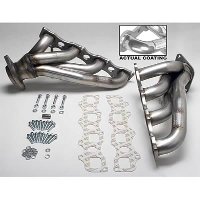 Hedman 304 Stainless Steel Headers 72606 Headers, Shorty, Steel, Silver Ceramic Coated, Chrysler, Dodge, 6.1L Hemi, Pair thumbnail 3