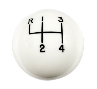 Hurst Classic Shift Knobs 1630002 Knob, Round, Plastic, White, 4-Speed Pattern, Manual Transmission, Each