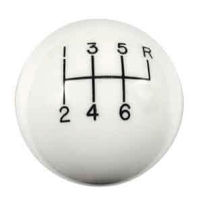 Hurst Classic Shift Knobs 1630016 Knob, Round, Plastic, White, 6-Speed Pattern, Manual Transmission, Each