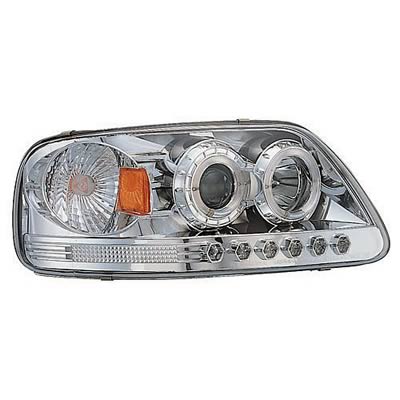 IPCW CWS-541C2 Clear Projector Headlight with Rings Corners and Chrome Housing with Amber Reflector Pair 03-00-CWS-541C2 IPCW CWS-541C2 Clear Projector Headlight with Rings Corners and Chrome Housing with Amber Reflector Pair 03-00-CWS-541C2