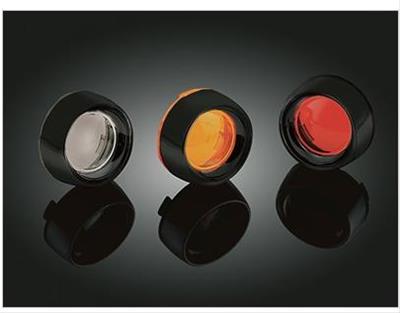 Kuryakyn Deep Dish Bezels 5480 Turn Signal Bezels, Dish, Steel, Black Powdercoated, Smoke Lens, Harley-Davidson®, Pair