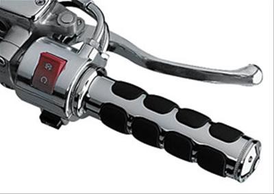 Kuryakyn ISO Grips 6190 Grips, Aluminum, Chrome, 125 mm. Length, 1 in. Bars, Twist Throttle, Pair