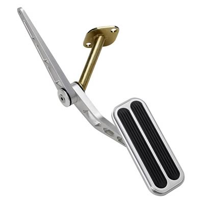 Lokar Billet Gas Pedal Assemblies for 1968 CHEVY II, 1969-1972 NOVA - BAG-6142 Throttle Assembly, Aluminum, Brushed, Firewall Mount, Rubber Insert, Chevy, Each