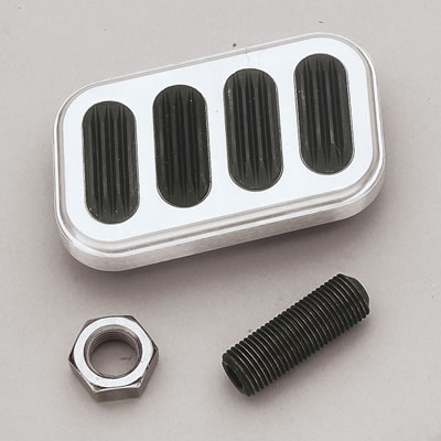 Lokar Pedal Pads BAG-6005 Pad, Brake, Aluminum, Silver/Black, Automatic Transmission, Universal, Each thumbnail 2