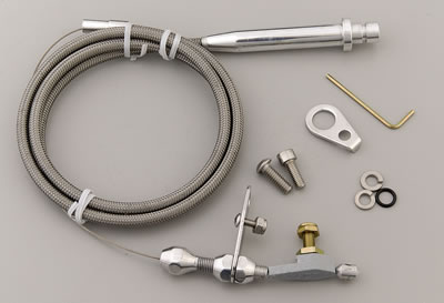Lokar Hi-Tech Kickdown Kits KDP-2350HT Automatic Transmission Cable, Hi-Tech, Natural Braided Stainless Steel, Polished Aluminum Fittings, GM, TH350, Kit thumbnail 2