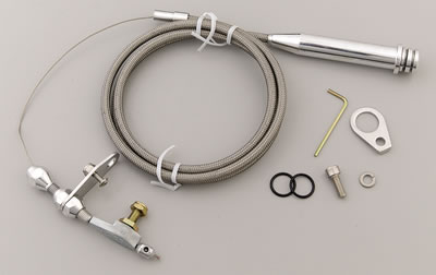 Lokar Hi-Tech Kickdown Kits KDP-2700HT Automatic Transmission Cable, Hi-Tech, Natural Braided Stainless Steel, Polished Aluminum Fittings, GM, 700R4, Kit thumbnail 2