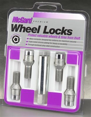 McGard Wheel Lock Bolt Set - 4pk. (Tuner / Cone Seat) M14X1.5 / 17mm Hex / 24.0mm Shank L. - Chrome thumbnail 2
