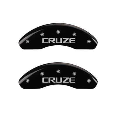 MGP Front set 2 Caliper Covers Engraved Front Cruze Black finish silver ch thumbnail 2