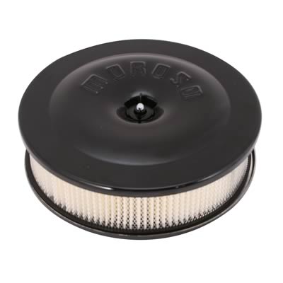 Moroso Race/Street Air Cleaner - 8-1/2in x 2-3/8in Filter - Aluminum - Black Powder Coat