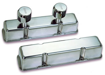Moroso Chevrolet Small Block Valve Cover - 1 Cover w/2 Breathers - No Logo - Polished Alum - Pair