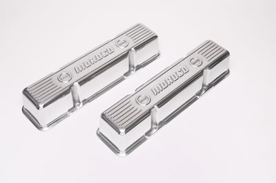 Moroso Chevrolet Small Block Valve Cover - 3.5in - Polished Aluminum - Pair