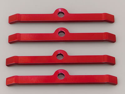 Moroso Chevrolet Small Block Valve Cover Hold Downs - Steel - Red Powder Coat - Set of 4