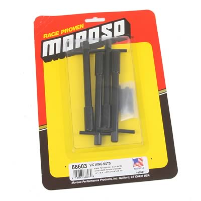 Moroso Valve Cover Wing Nuts - 1/4in-20 x 1-3/8in - Aluminum - Black Powder Coat - 4 Pack