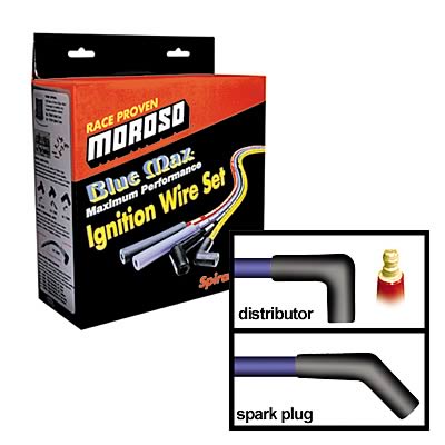 Moroso Ford 289-302 Ignition Wire Set - Blue Max - Spiral Core - Sleeved - HEI - 135 Degree thumbnail 3
