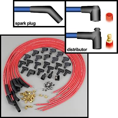 Moroso Universal Ignition Wire Set - Blue Max - Spiral Core - Unsleeved - 135 Degree - Red thumbnail 3