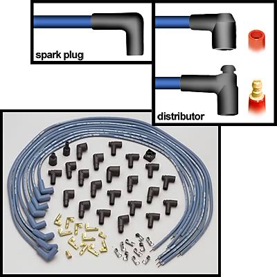 Moroso Blue Max Spark Plug Wire Set Spiral Core 8 mm Blue SBC P/N 72521