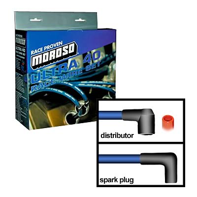 Moroso 73605 Spark Plug Wires Ultra 40 Spiral Core 8.65mm Blue 90 Deg Boots NEW