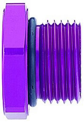 MagnaFuel Plugs MP-3001 Fitting, External Hex Head Port Plug, -8 AN O-Ring, Aluminum, Purple Anodized, Each thumbnail 2