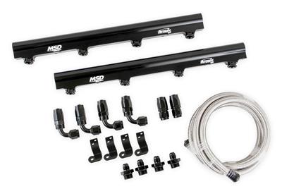 MSD Atomic EFI Billet Fuel Rails 2721 Rails, EFI, Aluminum, Black Anodized, Plumbing Kit, for use with LS1/2/6 AirForce Manifold, Kit thumbnail 7