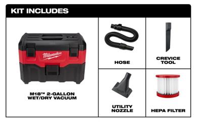 Milwaukee Tool 0880-20 Milwaukee M18 Cordless 2-Gallon Wet/Dry Vacuum ...