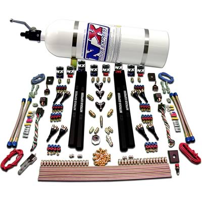 Nitrous Express SX2 Dual Stage/Alcohol - 8 Solenoid Nitrous Kit (200-1200HP) w/15lb Bottle