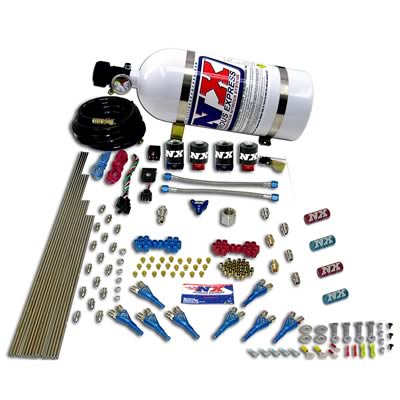 Nitrous Express Street Shark Gas 4 Solenoids Nitrous Kit (100-150-250HP) w/10lb Bottle