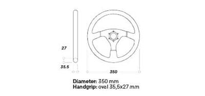OMP Asso Flat Steering Wheel w/ 3 Steel Spokes (350mm) - Large Leather (Black) thumbnail 2