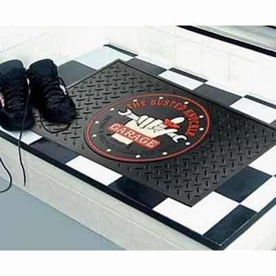 Garage Door Mat Busted Knuckle 3 D Raised Logo Rubber 25x15