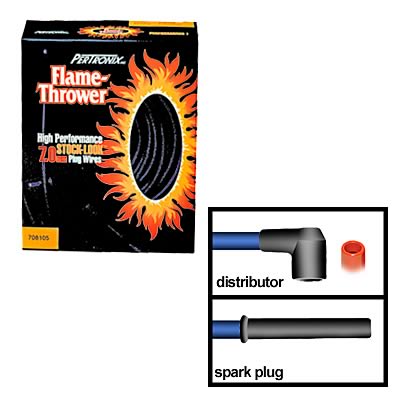 PerTronix Flame-Thrower 7mm Stock Look Spark Plug Wire Sets 708104 Wires, Flame-Thrower, Spiral Core, 7mm, Black, Straight Boots, AMC/Ford, Mercury, V8, Set thumbnail 2