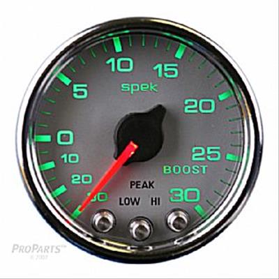 Autometer Spek-Pro Gauge Vac/Boost 2 1/16in 30Inhg-30psi Stepper Motor W/Peak & WarnSilver/Chrome thumbnail 3