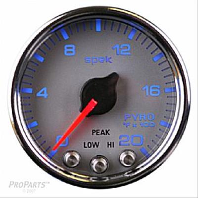 Autometer Spek-Pro Gauge Pyro. (Egt) 2 1/16in 2000f Stepper Motor W/Peak & Warn Slvr/Chrm