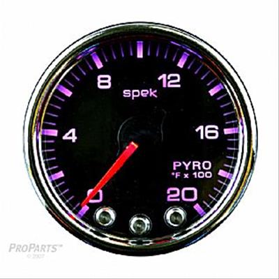 Autometer Spek-Pro Gauge Pyro. (Egt) 2 1/16in 2000f Stepper Motor W/Peak & Warn Blk/Chrm thumbnail 2