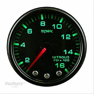 Autometer Spek-Pro Gauge Nitrous Press 2 1/16in 1600psi Stepper Motor W/Peak & Warn Blk/Smoke/Blk