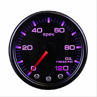 Autometer Spek-Pro Gauge Oil Press 2 1/16in 120psi Stepper Motor W/Peak & Warn Blk/Smoke/Blk