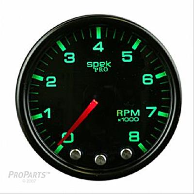 Autometer Spek-Pro Gauge Tach 2 1/16in 8K Rpm W/ Shift Light & Peak Mem Blk/Smoke/Blk