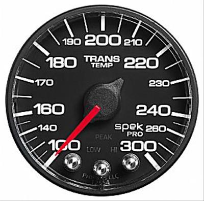 Autometer Spek-Pro Gauge Trans Temp 2 1/16in 300f Stepper Motor W/Peak & Warn Blk/Blk