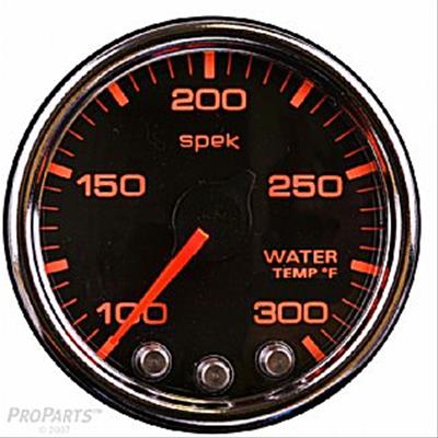 Autometer Spek-Pro Gauge Water Temp 2 1/16in 300f Stepper Motor W/Peak & Warn Blk/Chrm