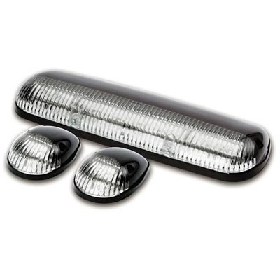 Pacer Performance Hi-Five Cab Lights 20-240C Roof Lights, Chevy/GMC, Clear Lens, Amber Bulbs, Set of 3