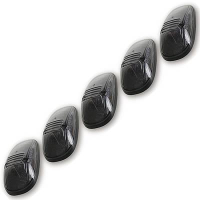 Pacer Performance Hi-Five Cab Lights 20-245S Roof Lights, Dodge, Smoke Lens, Amber Bulbs, Set of 5