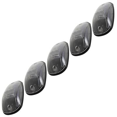 Pacer Performance Hi-Five Cab Lights 20-246C Roof Lights, Dodge, Clear Lens, Amber Bulbs, Set of 5