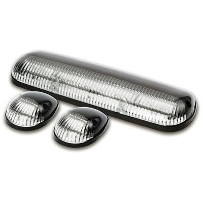 Pacer Performance Hi-Five Cab Lights 20-253C Roof Lights, Chevy/GMC, Clear Lens, Amber LED Bulbs, Set of 3