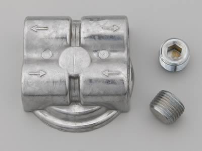 Perma-Cool Dual Port Spin-On Oil Filter Adapters 2791 Adapter, Bypass, Spin-On, Aluminum, Natural, 3/4-16 in. Thread, 1/2 in. NPT Inlet/Outlet, Each