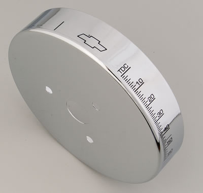 Proform Harmonic Balancer Covers 141-726 Cover, Aluminum, Chrome, 8 in. Diameter, Degree Markings, Chevy, Small Block, Each
