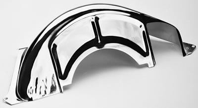 Proform Flywheel Dust Covers 66621 Cover, Steel, Chrome, Chevy, TH350, TH400, Each thumbnail 2