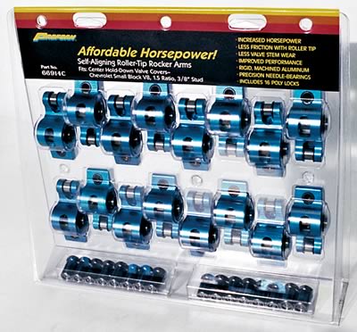 Proform Super-Street Roller Rocker Arms 66920C Arms, Super-Street, Stud Mount, Full Roller, Aluminum, 1.5/1.6 Ratio, Fits 3/8 in. Stud, Chevy, Small Block, Set of 16 thumbnail 8