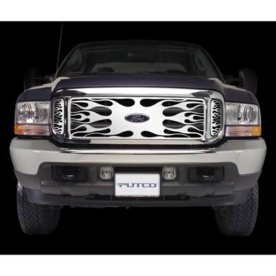 Putco 99-03 Ford F-150 (Bar Grille) w/ Logo CutOut Flaming Inferno Stainless Steel Grille