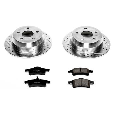 Power Stop K2149 Front Ceramic Brake Pad and Cross Drilled//Slotted Combo Rotor One-Click Brake Kit