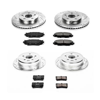 Power Stop K2406 Front Ceramic Brake Pad and Cross Drilled//Slotted Combo Rotor One-Click Brake Kit