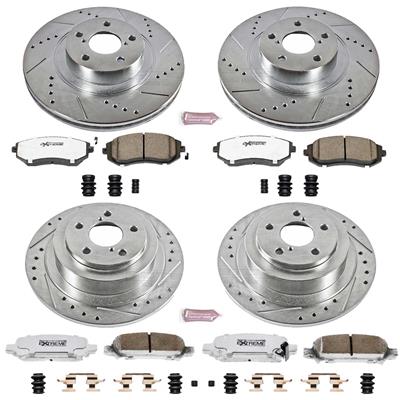 Power Stop K2282 Front Ceramic Brake Pad and Cross Drilled//Slotted Combo Rotor One-Click Brake Kit